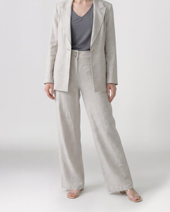 Pantalón Mujer Isidora Pierna Ancha Natural Ludovica