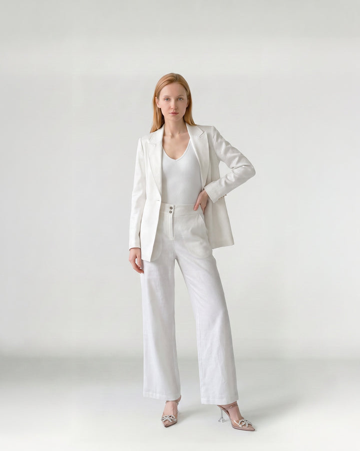 Pantalón Mujer Gabriela Pierna Ancha Blanco Ludovica