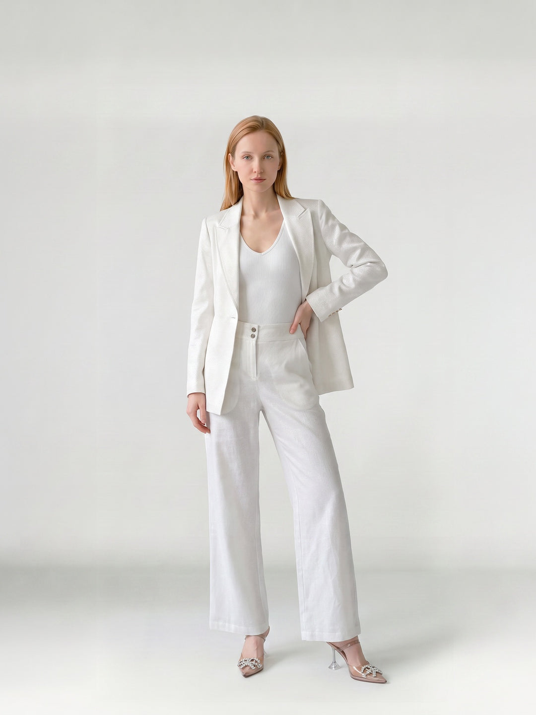 Pantalón Mujer Gabriela Pierna Ancha Blanco Ludovica