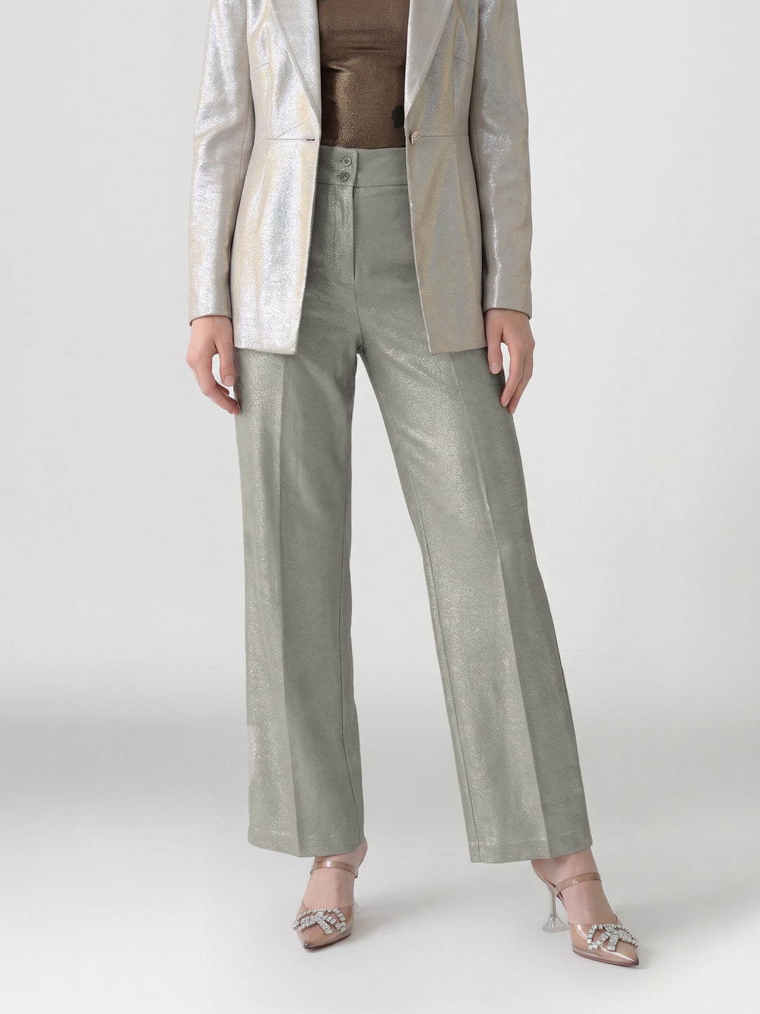 Pantalón Mujer Gabriela Pierna Ancha Beige Ludovica