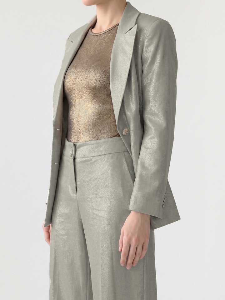 Pantalón Mujer Gabriela Pierna Ancha Beige Ludovica