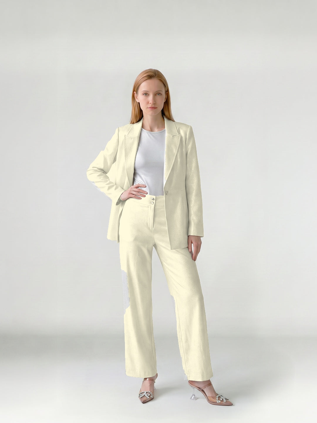 Pantalón Mujer Gabriela Pierna Ancha Crudo Ludovica