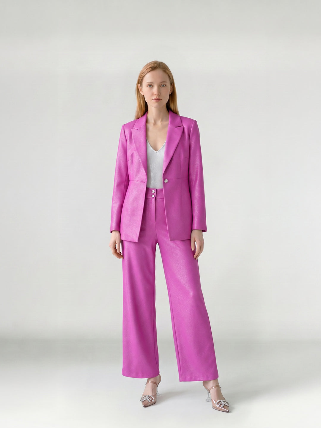 Pantalón Mujer Camila Pierna Ancha Fucsia Ludovica