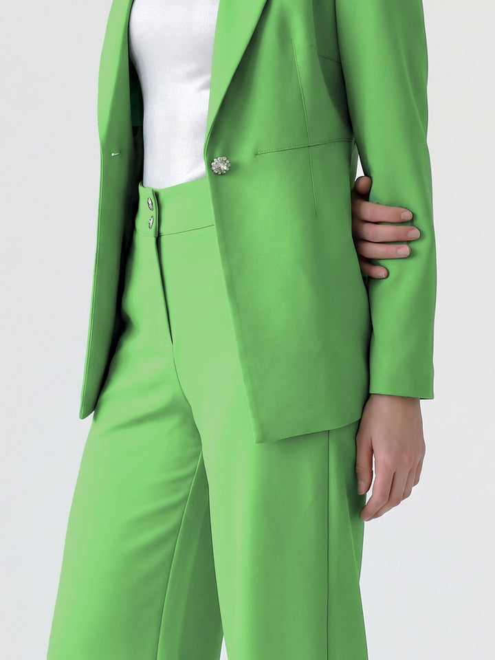Pantalón Mujer Camila Pierna Ancha Verde Ludovica
