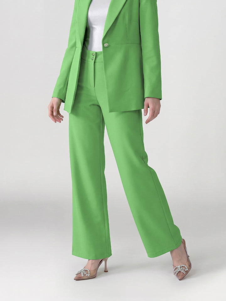 Pantalón Mujer Camila Pierna Ancha Verde Ludovica