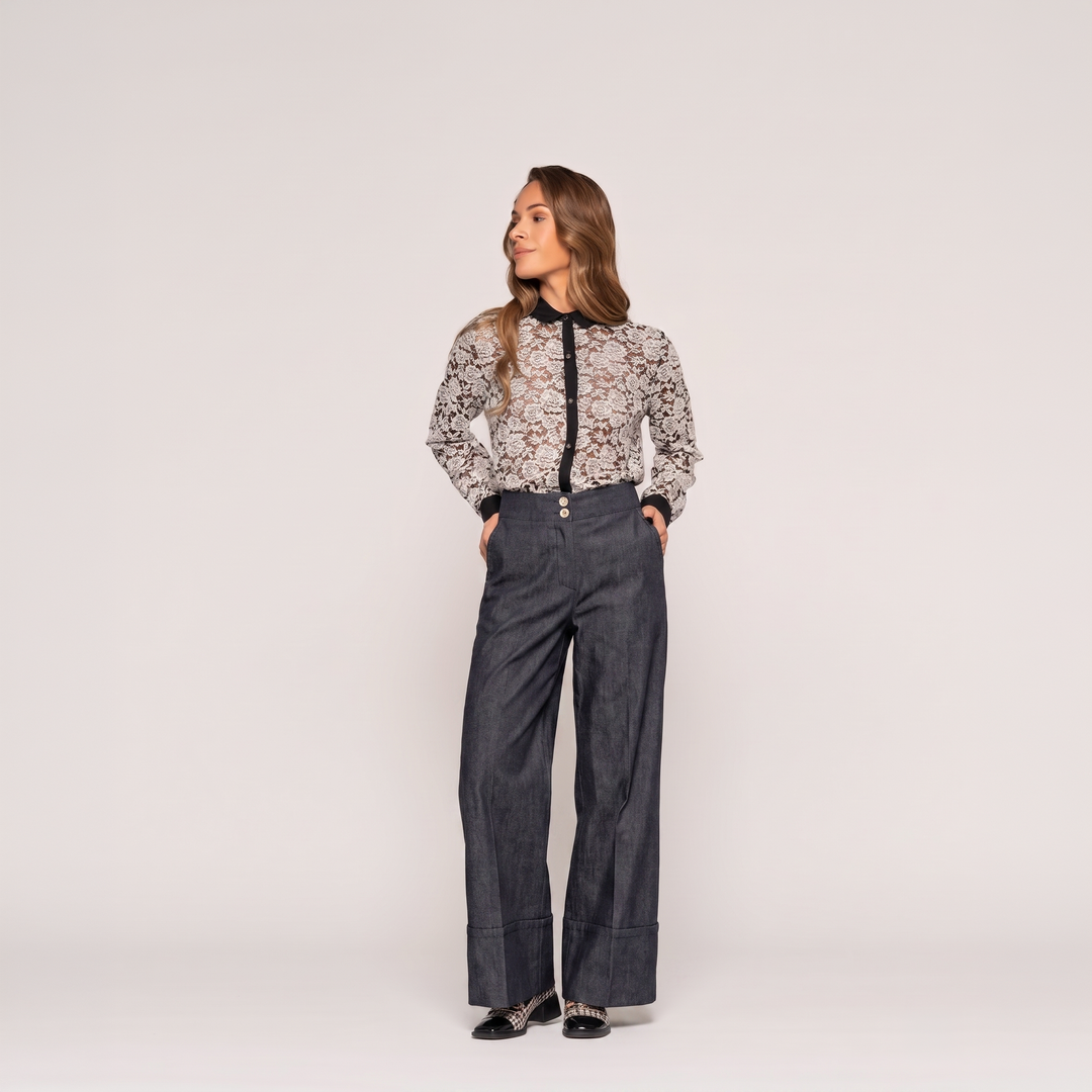 Pantalón Catalina Jeans Recto Tiro Alto Ludovica