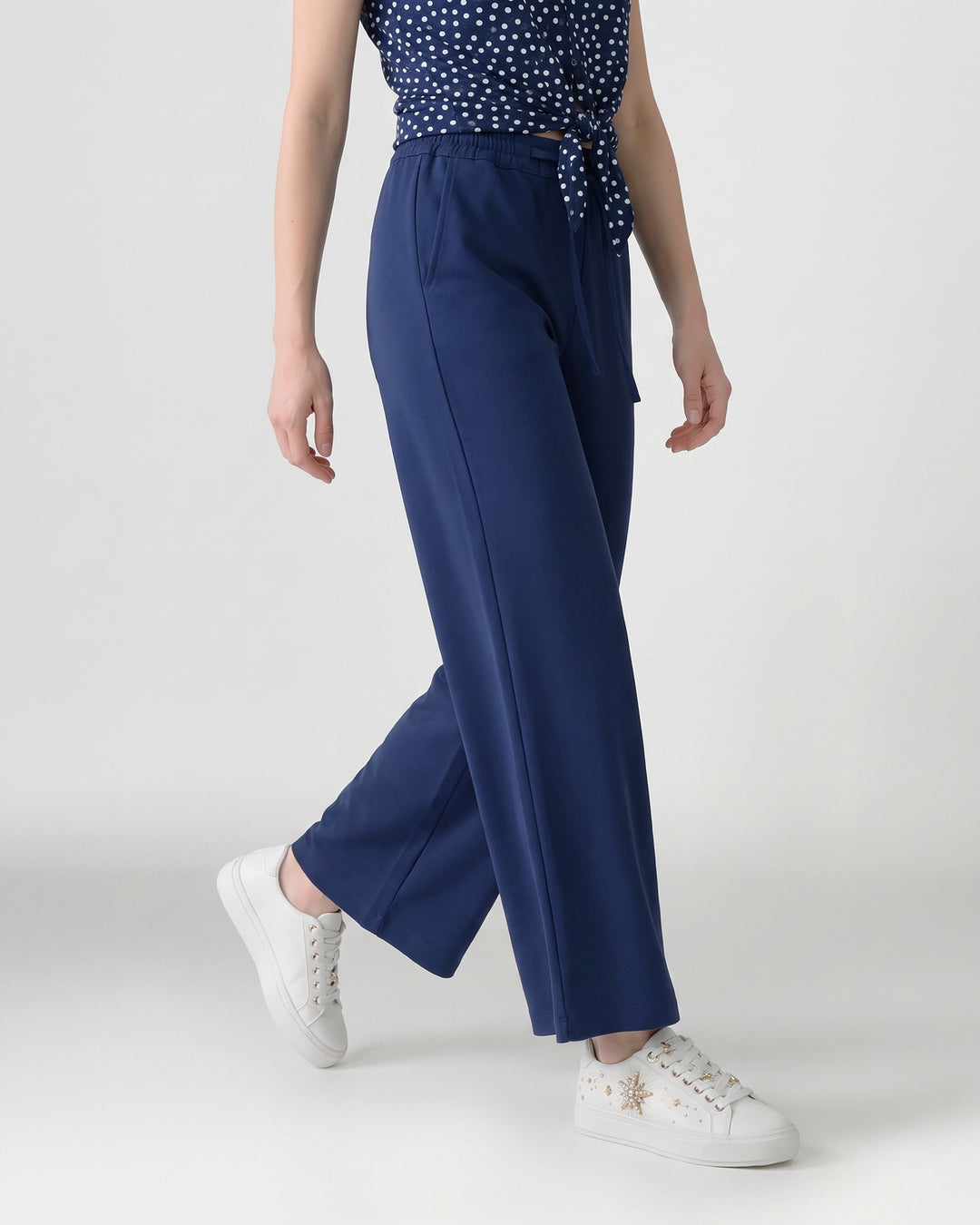 Pantalón Mujer Fernanda con Lazo Azul Marino Ludovica