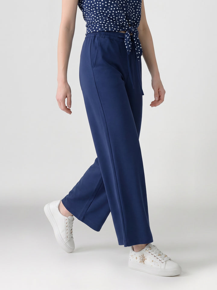 Pantalón Mujer Fernanda con Lazo Azul Marino Ludovica