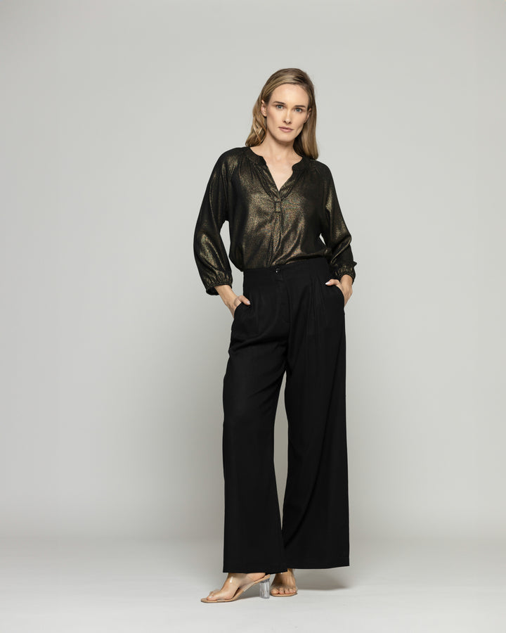 Pantalón Mujer Silene Viscosa Con Pinzas Negro Ludovica