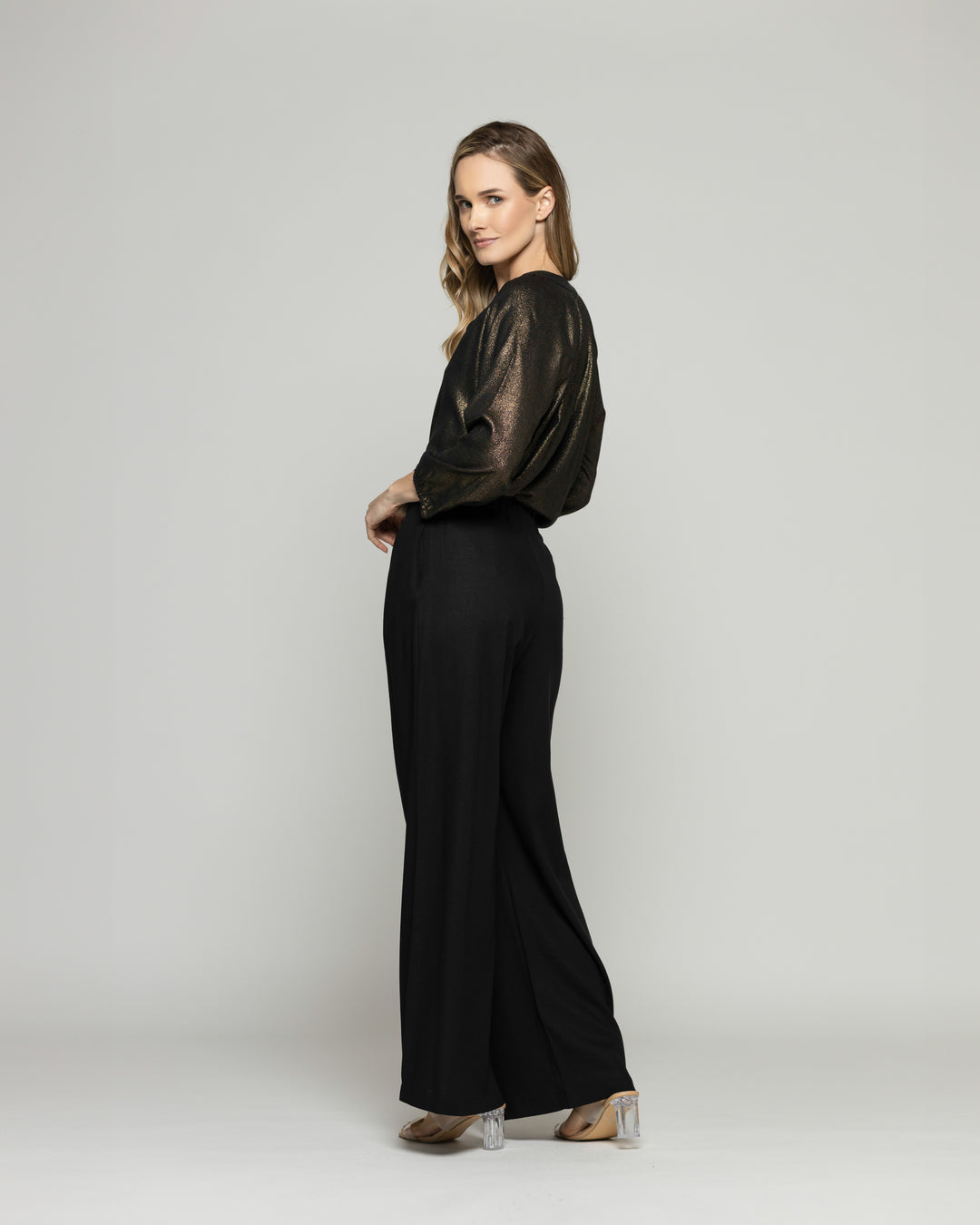 Pantalón Mujer Silene Viscosa Con Pinzas Negro Ludovica