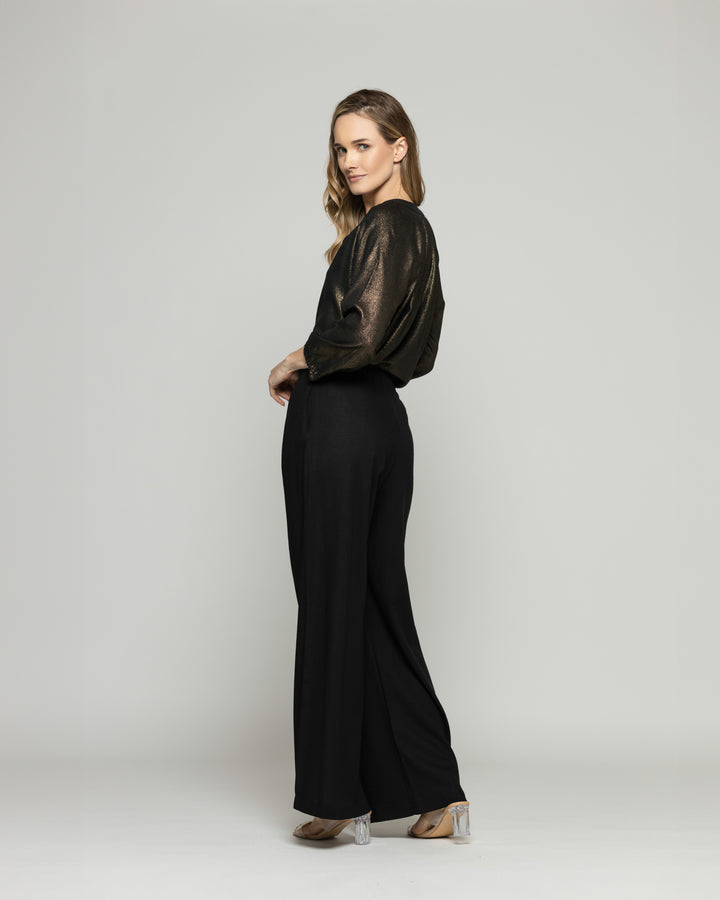 Pantalón Mujer Silene Viscosa Con Pinzas Negro Ludovica