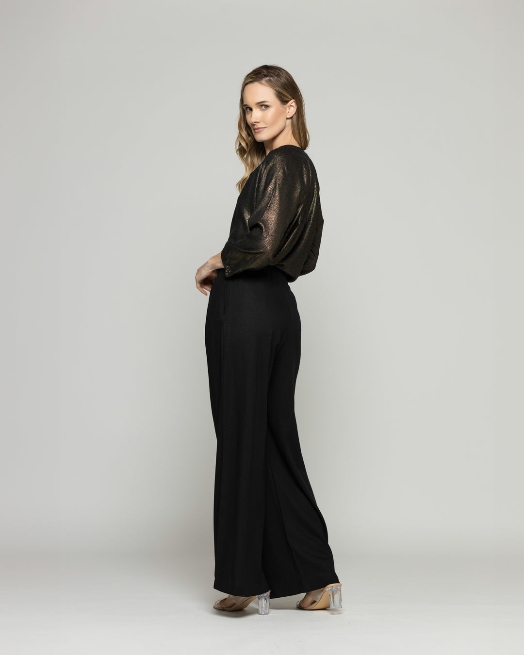 Pantalón Mujer Silene Viscosa Con Pinzas Negro Ludovica