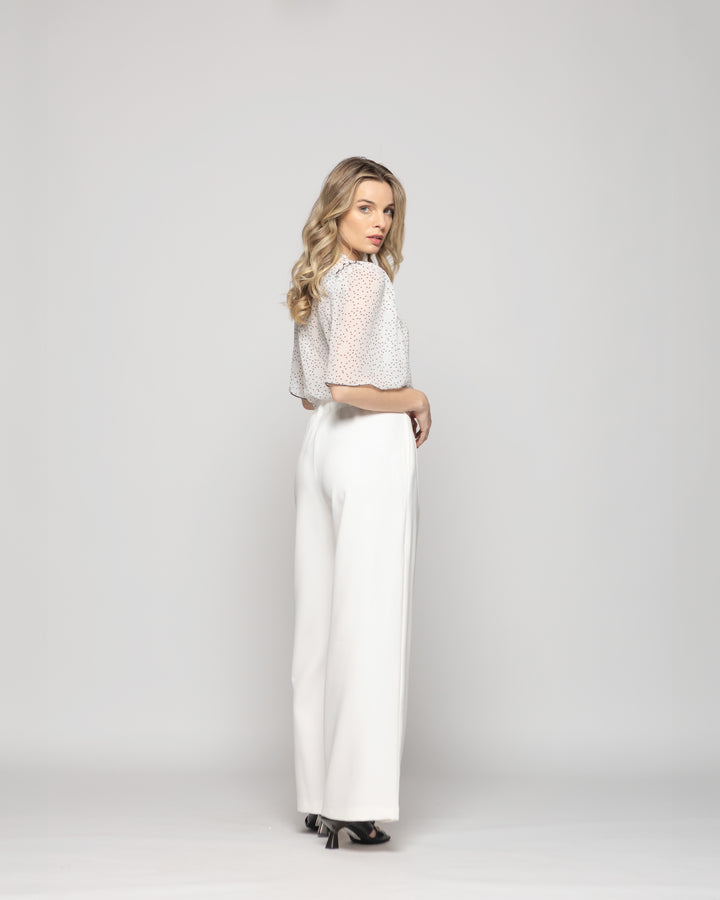 Pantalón Mujer Tulipan Con Pinzas Blanco Crudo