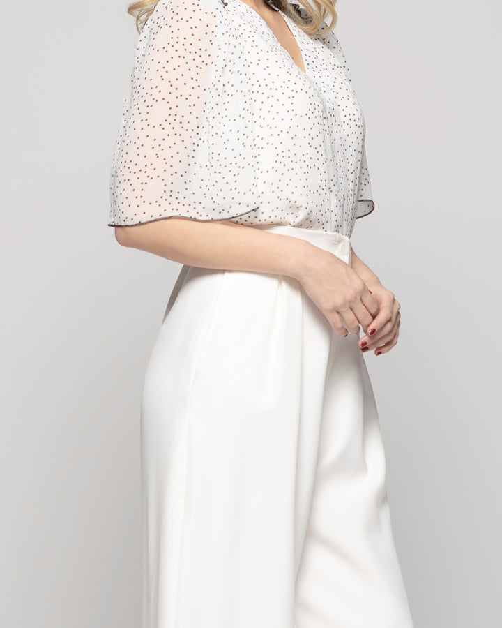 Pantalón Mujer Tulipan Con Pinzas Blanco Crudo