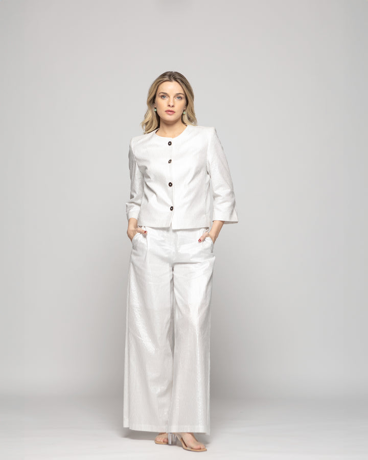Pantalón Mujer Iris Palazzo Algodón Folia Blanco Ludovica