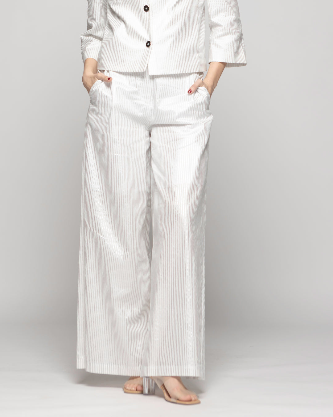 Pantalón Mujer Iris Palazzo Algodón Folia Blanco Ludovica