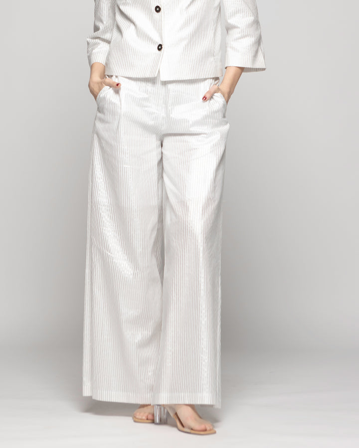 Pantalón Mujer Iris Palazzo Algodón Folia Blanco Ludovica