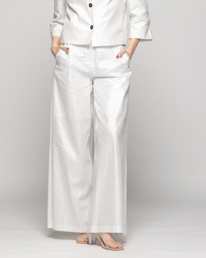 Pantalón Mujer Iris Palazzo Algodón Folia Blanco Ludovica