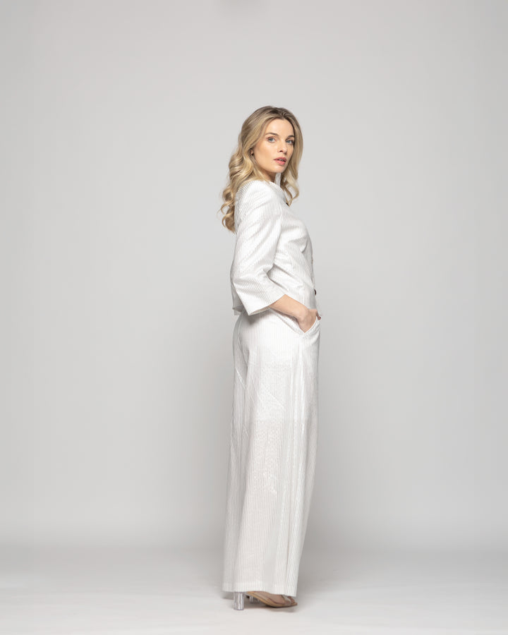 Pantalón Mujer Iris Palazzo Algodón Folia Blanco Ludovica