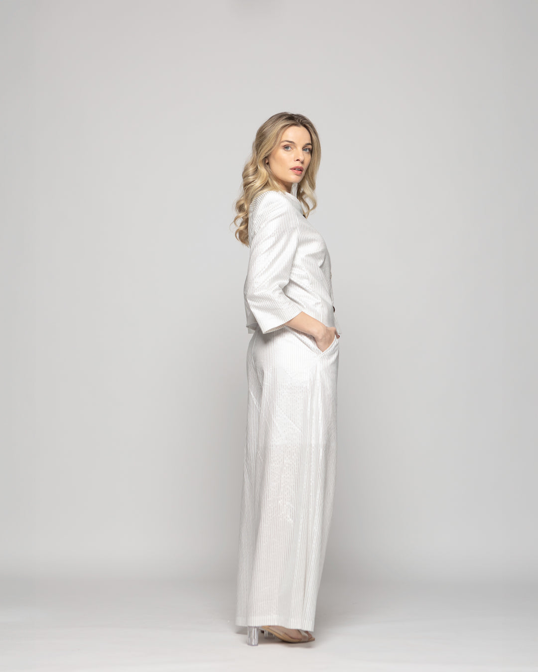 Pantalón Mujer Iris Palazzo Algodón Folia Blanco Ludovica