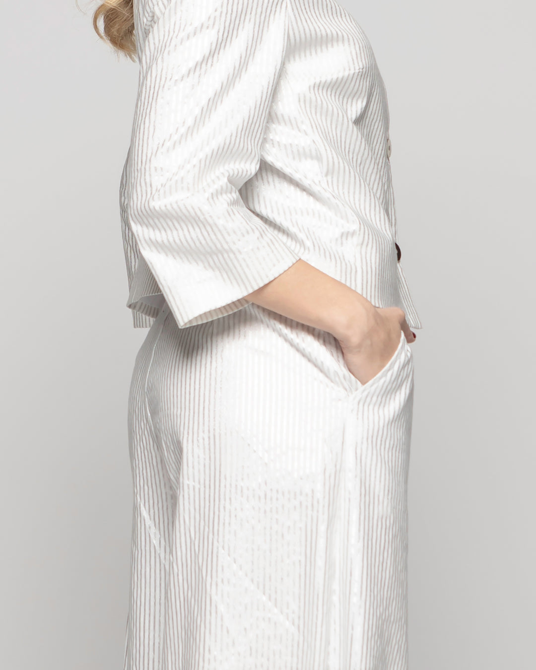 Pantalón Mujer Iris Palazzo Algodón Folia Blanco Ludovica