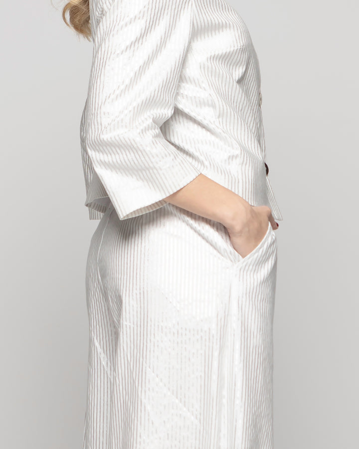 Pantalón Mujer Iris Palazzo Algodón Folia Blanco Ludovica