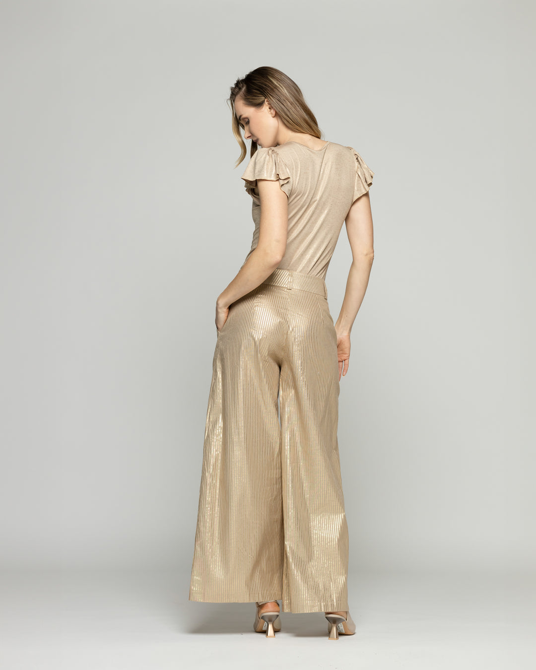 Pantalón Mujer Iris Palazzo Algodón Folia Beige Ludovica