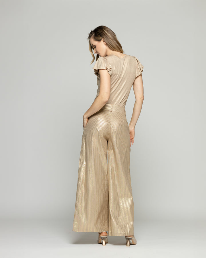 Pantalón Mujer Iris Palazzo Algodón Folia Beige Ludovica