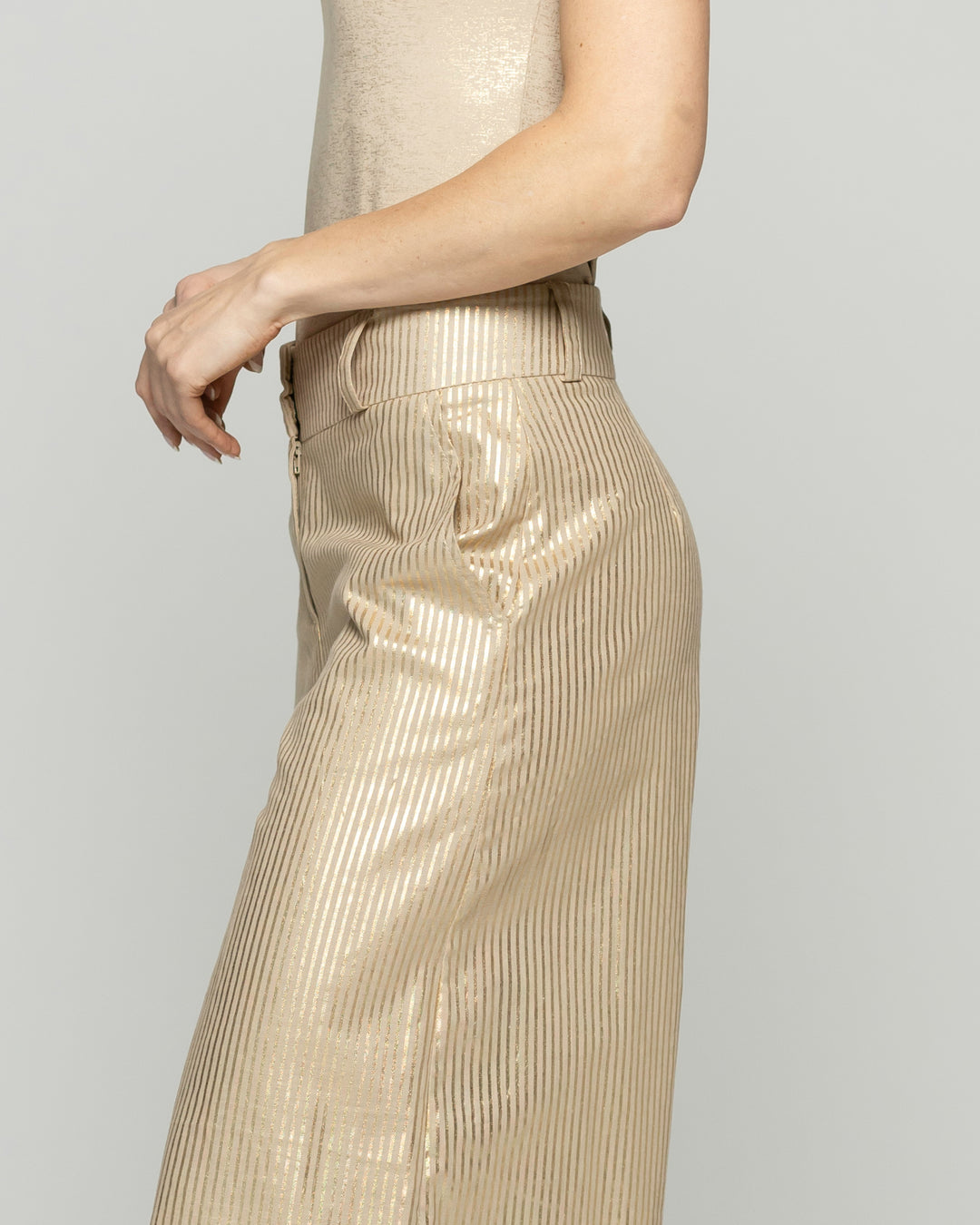 Pantalón Mujer Iris Palazzo Algodón Folia Beige Ludovica