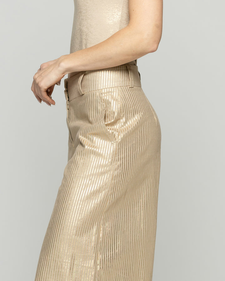 Pantalón Mujer Iris Palazzo Algodón Folia Beige Ludovica