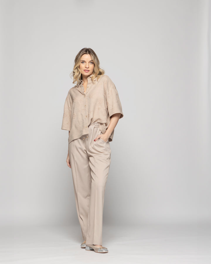 Pantalón Mujer Torenia Viscosa Recto Arena Ludovica