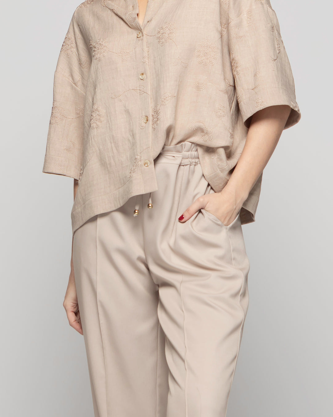 Pantalón Mujer Torenia Viscosa Recto Arena Ludovica
