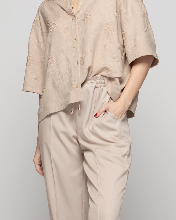 Pantalón Mujer Torenia Viscosa Recto Arena Ludovica