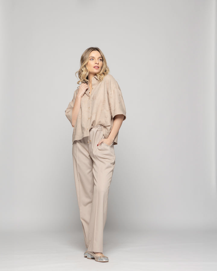 Pantalón Mujer Torenia Viscosa Recto Arena Ludovica