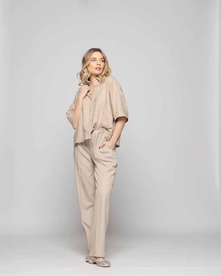 Pantalón Mujer Torenia Viscosa Recto Arena Ludovica