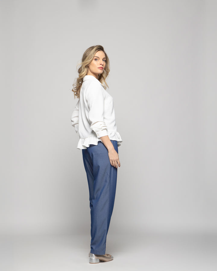 Pantalón Mujer Torenia Viscosa Recto Azul Ludovica