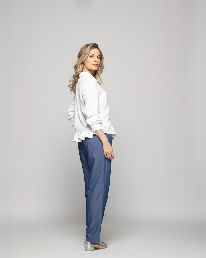 Pantalón Mujer Torenia Viscosa Recto Azul Ludovica