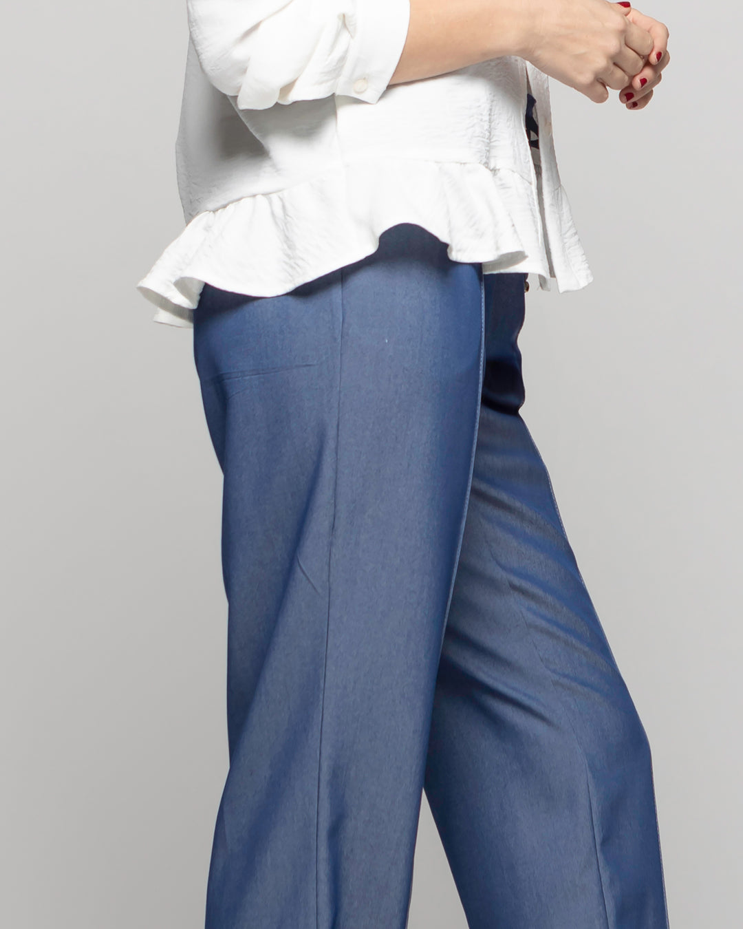 Pantalón Mujer Torenia Viscosa Recto Azul Ludovica