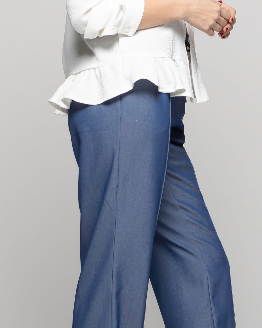 Pantalón Mujer Torenia Viscosa Recto Azul Ludovica
