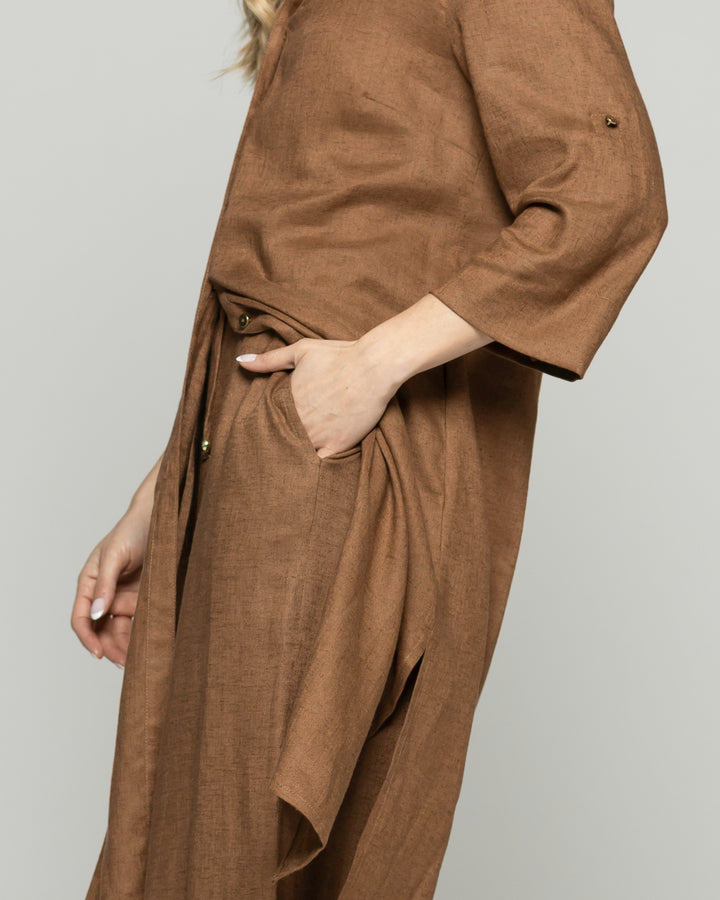Pantalón Mujer Fresia Viscosa Lino Palazzo Café Moka Ludovica