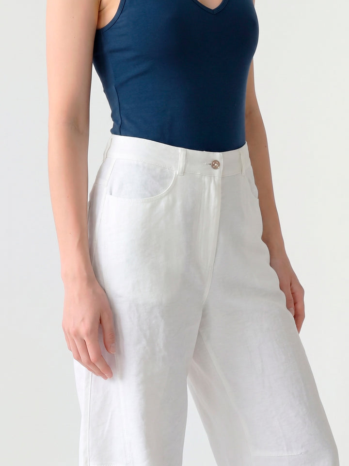 Pantalón Mujer Magdalena Pierna Ancha Blanco Ludovica