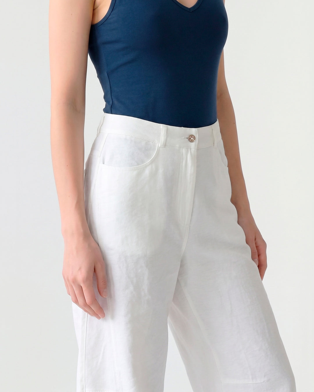 Pantalón Mujer Magdalena Pierna Ancha Blanco Ludovica