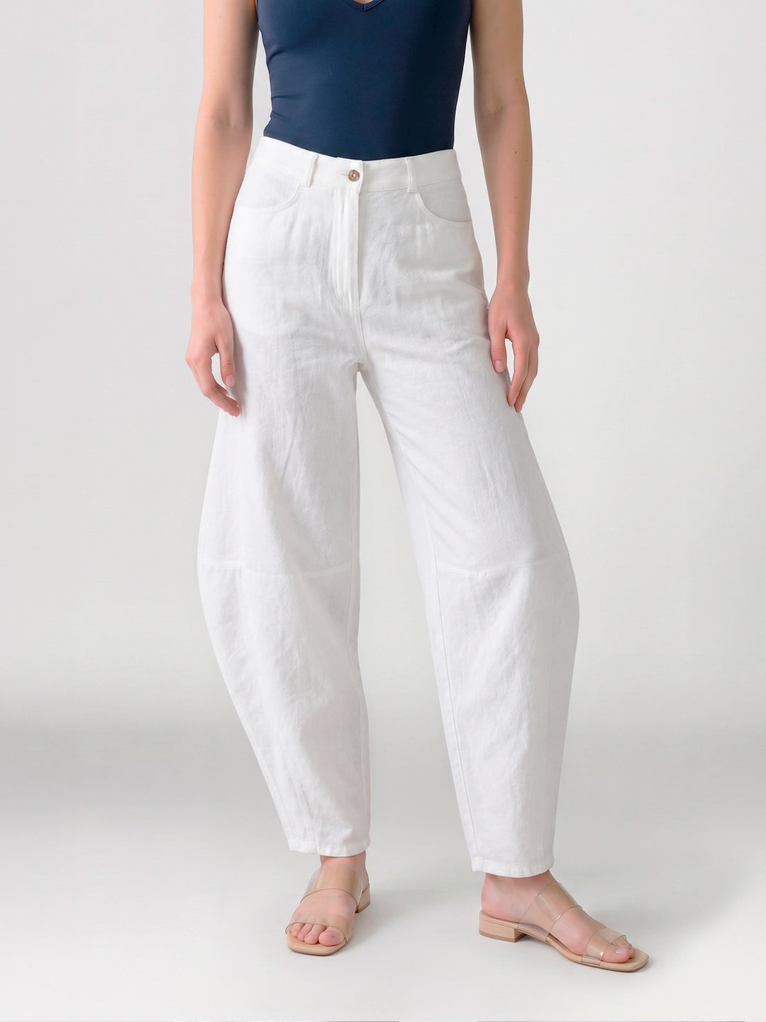 Pantalón Mujer Magdalena Pierna Ancha Blanco Ludovica