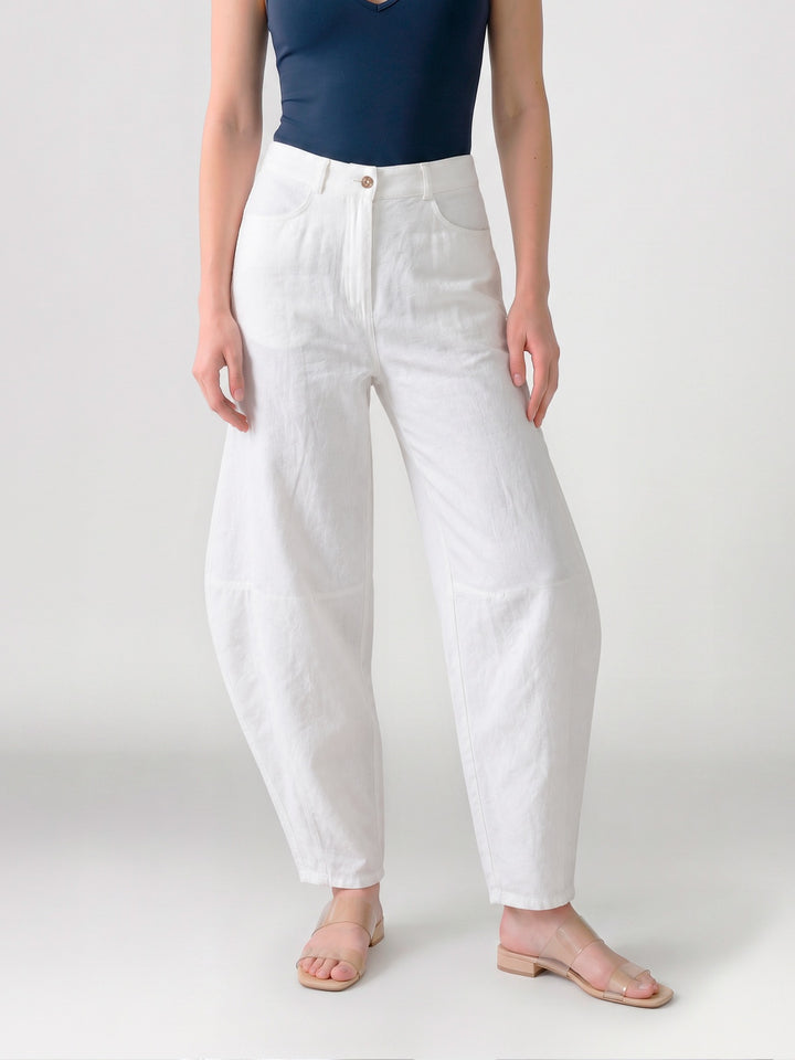 Pantalón Mujer Magdalena Pierna Ancha Blanco Ludovica