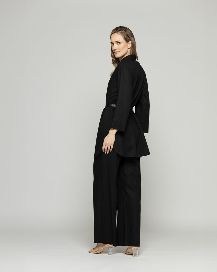 Túnica Kimono Mujer Verbena Manga 3/4 Con Cinturón Negro Ludovica