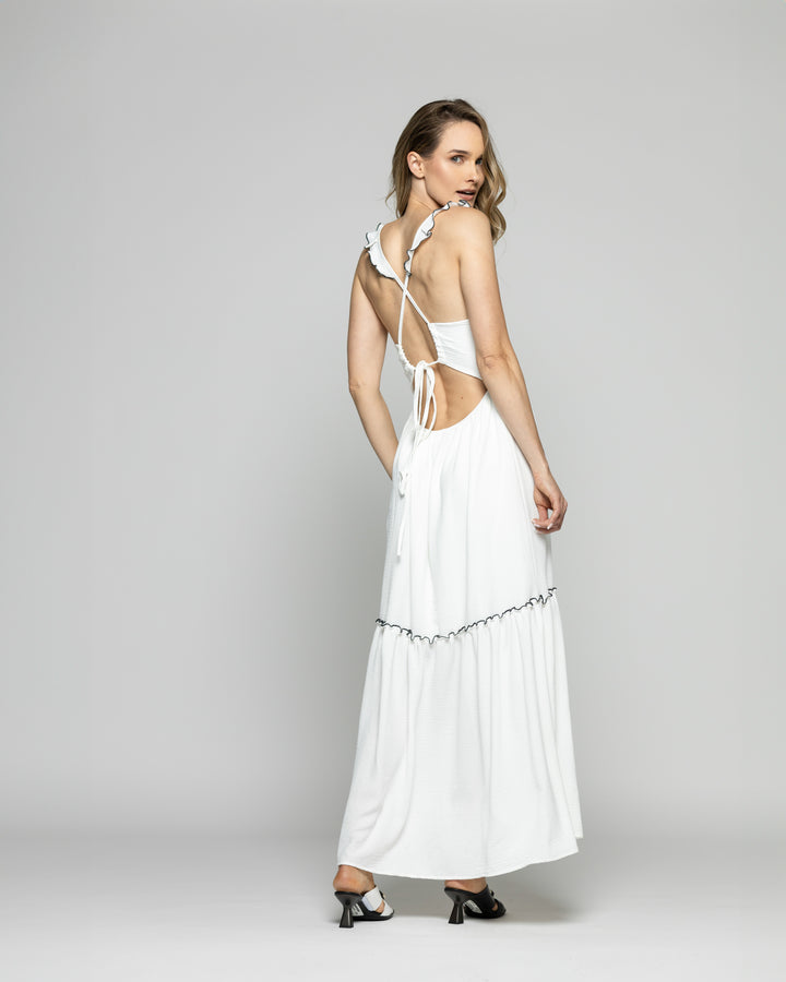 Vestido Mujer Vrisea Tirantes Blanco Crudo Ludovica
