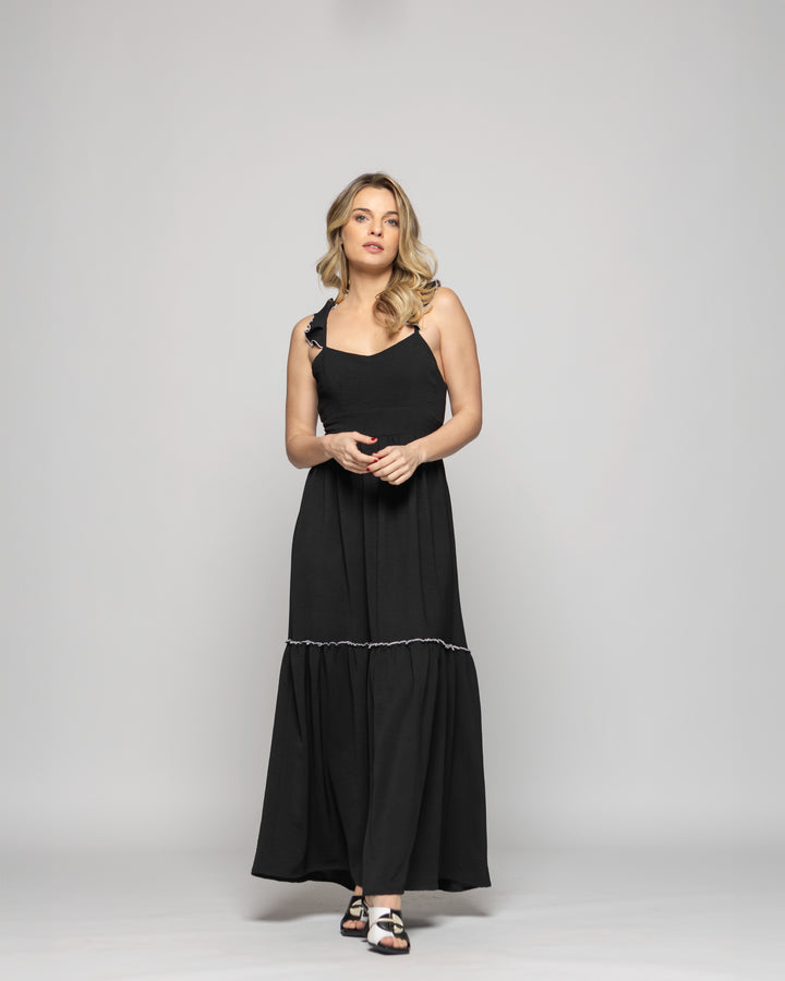 Vestido Mujer Vrisea Tirantes Blanco Negro Ludovica