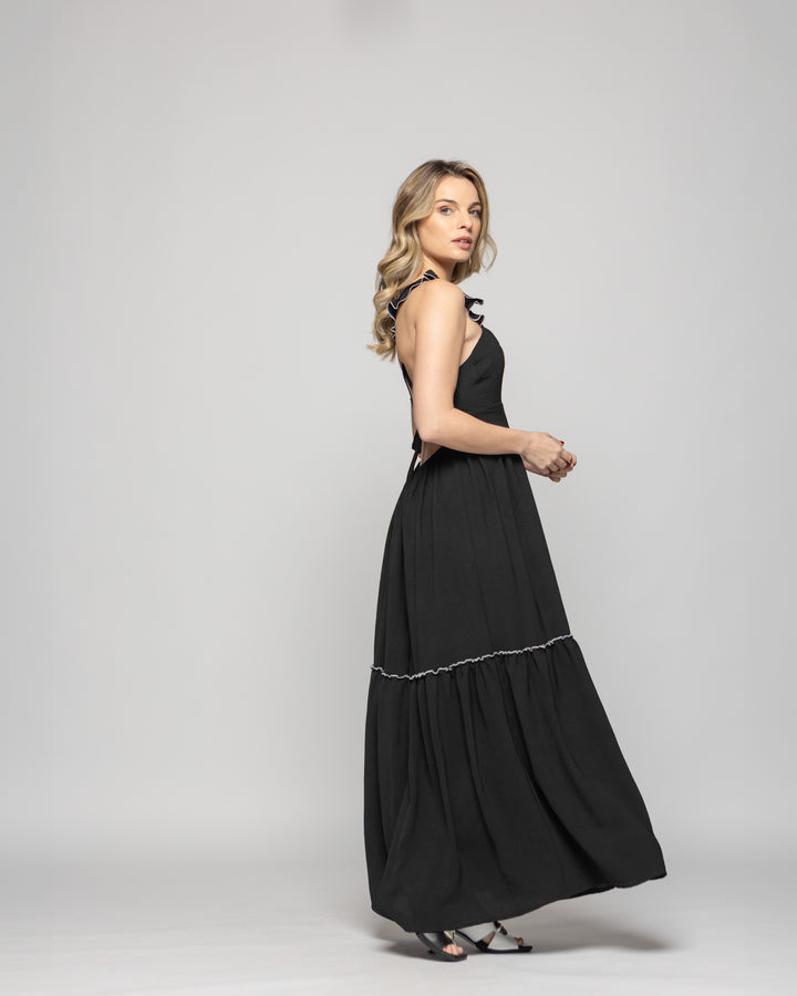 Vestido Mujer Vrisea Tirantes Blanco Negro Ludovica