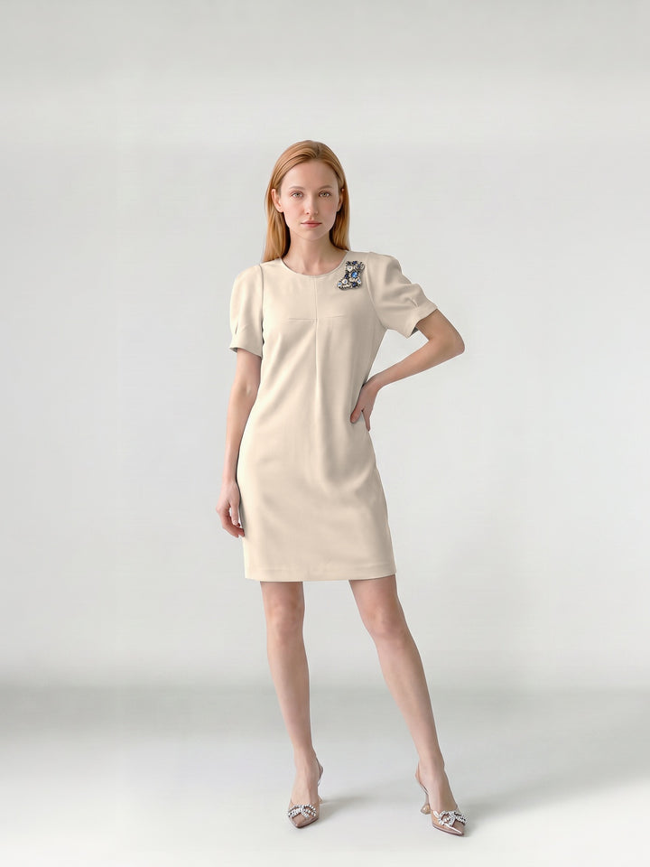 Vestido Mujer Paulina Manga Globo Sand Ludovica