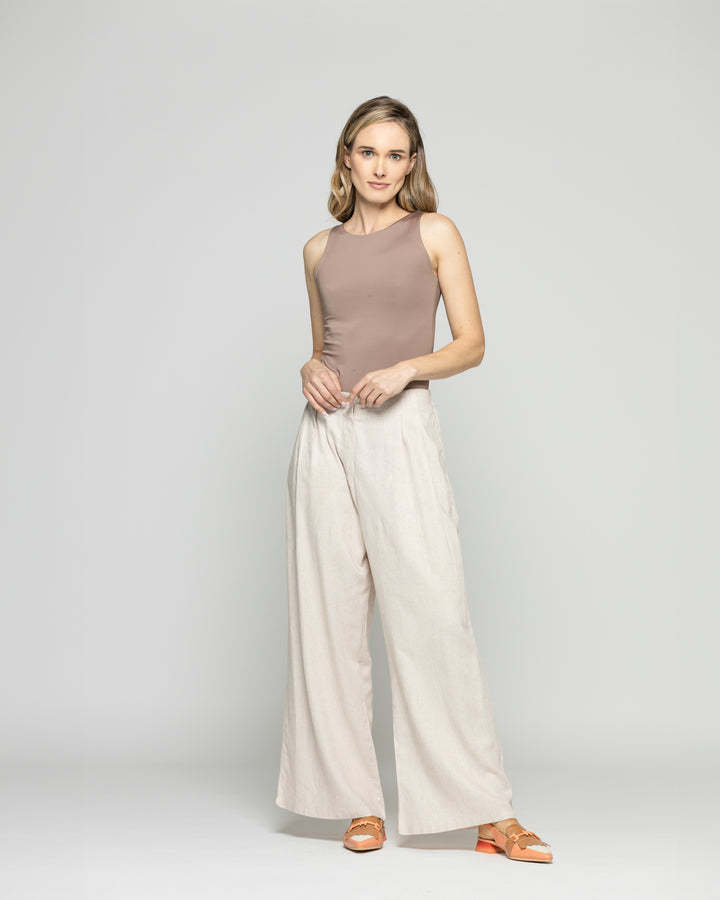 Body Mujer Lantana Escote Redondo Sin Mangas Café Moka Ludovica